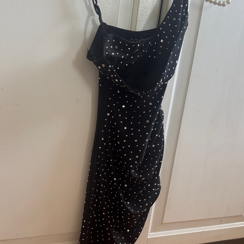 Windsor Black Strapless Dress with Silver Studs